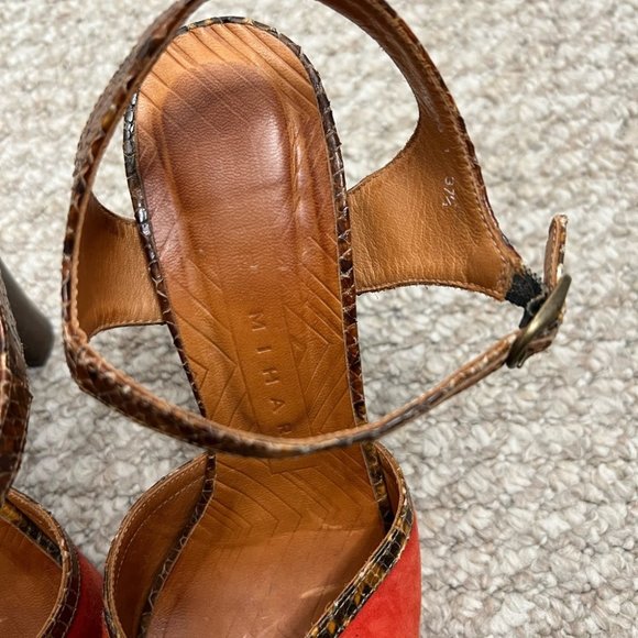 Chie Mihara red brown strappy heels size 37.5 - Picture 5 of 9